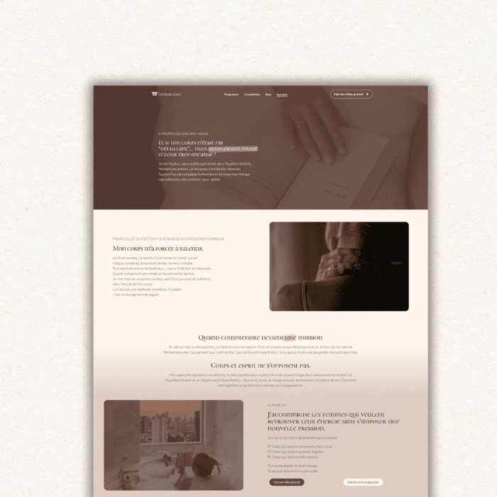 Création de sites web pour coach bien être - L'INSTANT NOUR