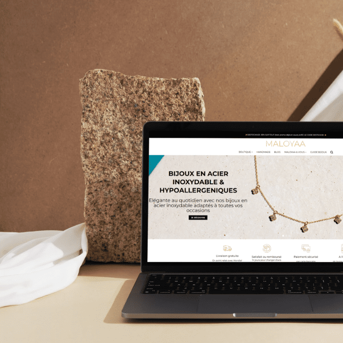 Création d'identité de marque & sites web pour MALOYAA - marque de bijoux en acier inoxydable